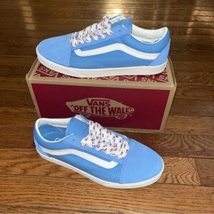 Vans Old Skool Low Top Sneakers Floral Laces & Heritage Blue Women’s Size 6.5